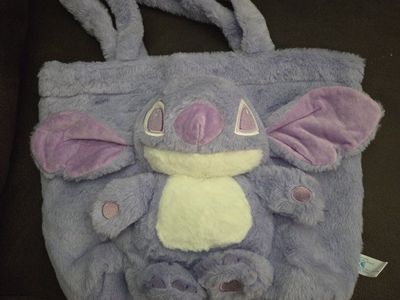My Melody & Stitch Fluffy Tote Bags - Cute Plush Character Handbags, Set of 2