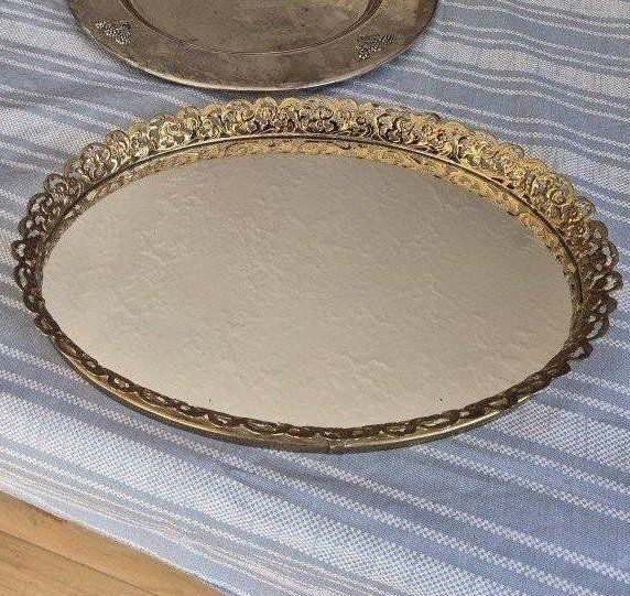Ornate Gold Mirrored Vanity Tray