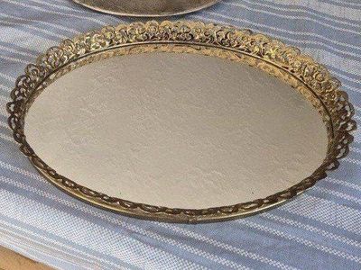 Ornate Gold Mirrored Vanity Tray