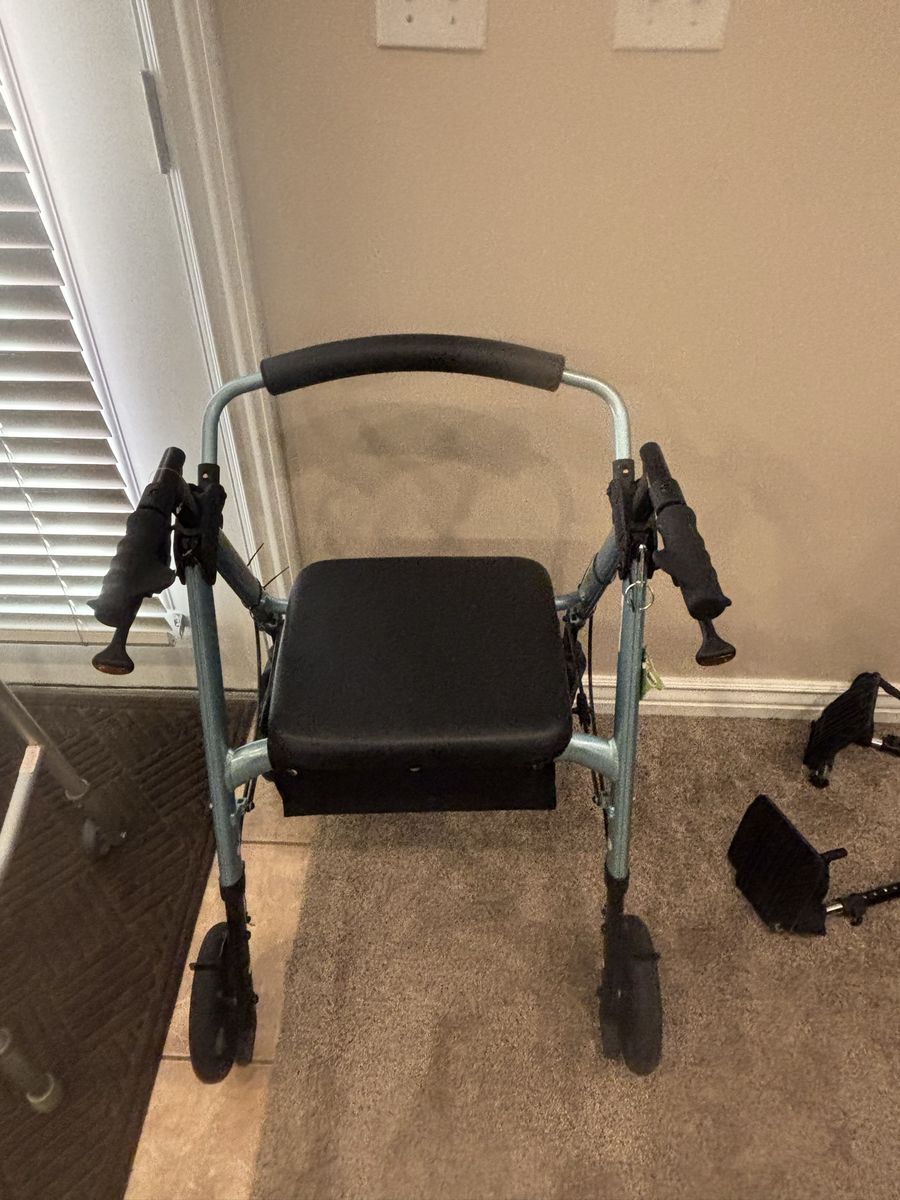 Used Standard Rolling Walker with Seat & Brakes - blue/Black Walker with seat