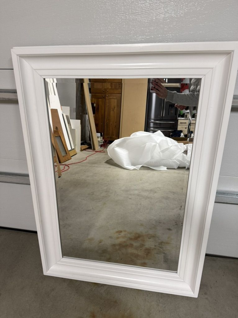 Framed White Mirror