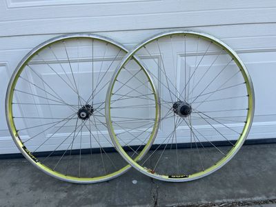 Mavic X517 SUP 26 Inch Gold Rim Brake Wheelset Laced to XTR M950 Hubs