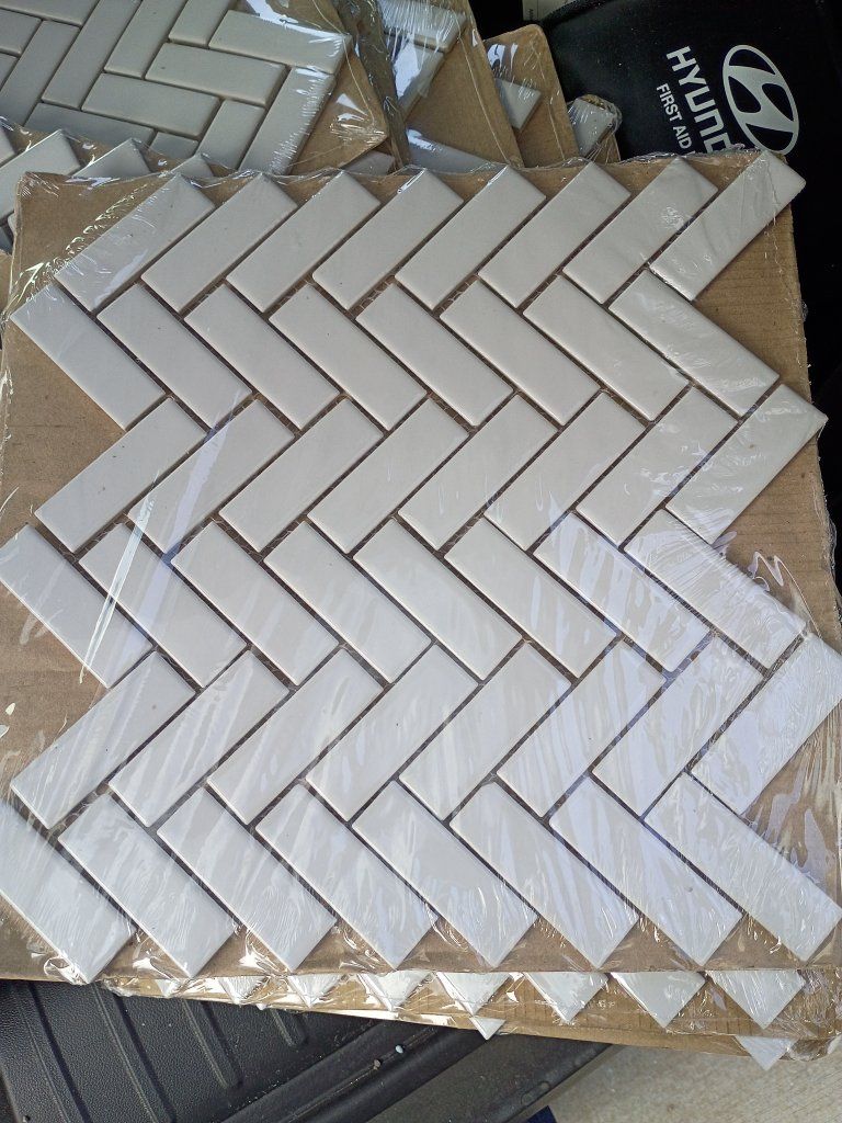 Retro Herringbone Grey Glossy Braker Tile - New, Exquisite, Timeless Look. 15 packages 20.00