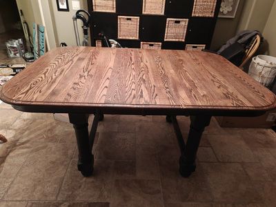 Solid Wood Extension Dining Table with Black Painted Legs
