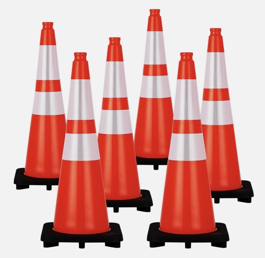NEW 6PCS Traffic Cones 28" Cones PVC Orange Parking Cones with Reflective Collar