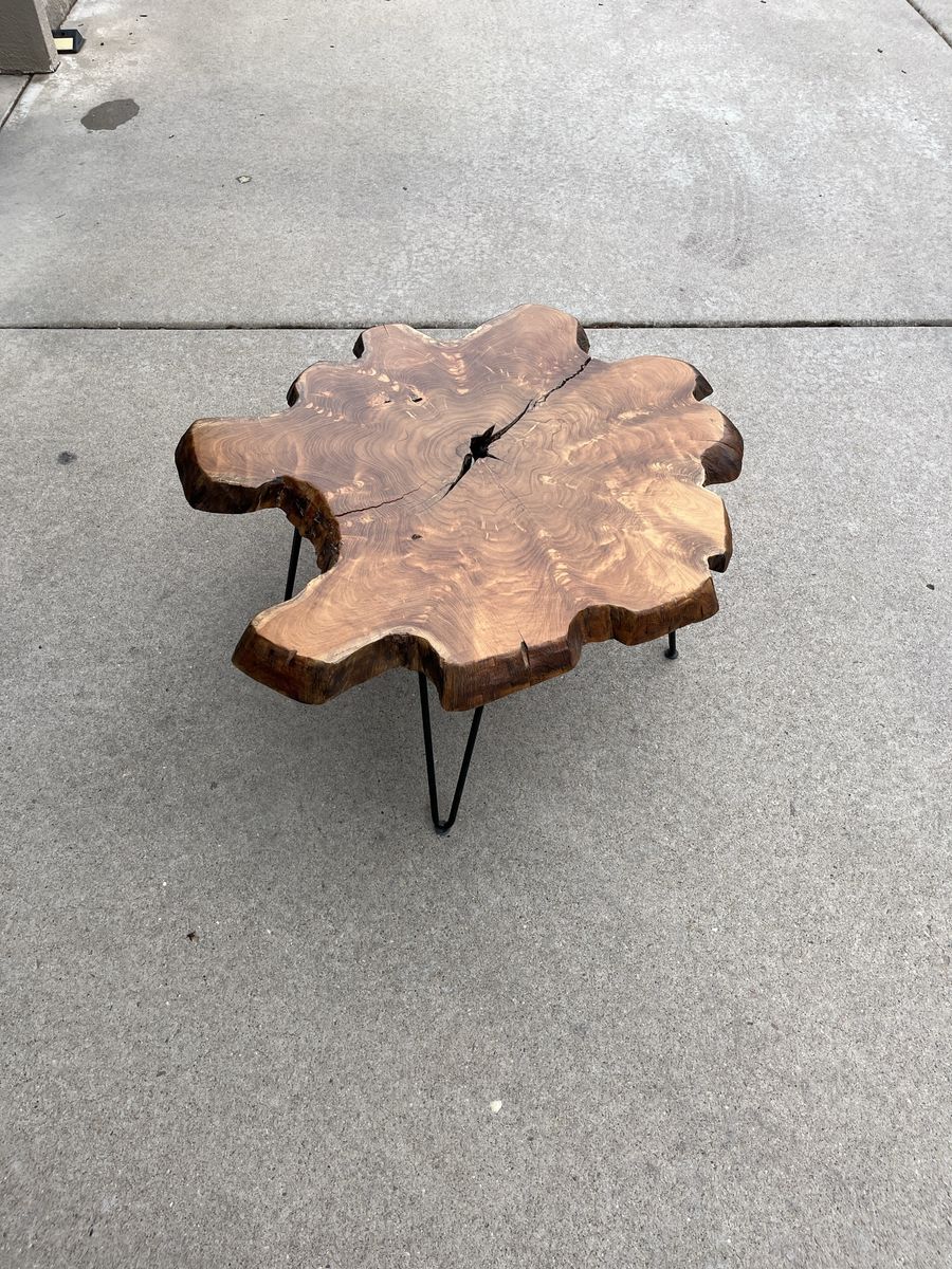 Wooden tree stump table