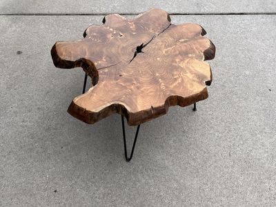 Wooden tree stump table