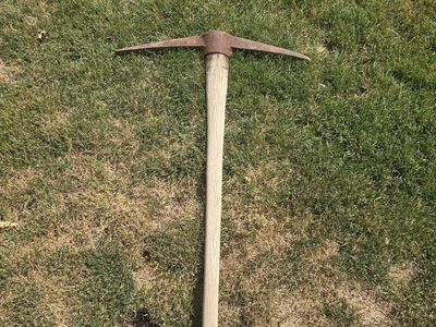 Durable Steel Vintage Pickaxe with Wooden Handle - Used Condition
