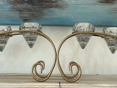Matching Decorative Metal & Crystal Tealight Candle Holders – Set of 2