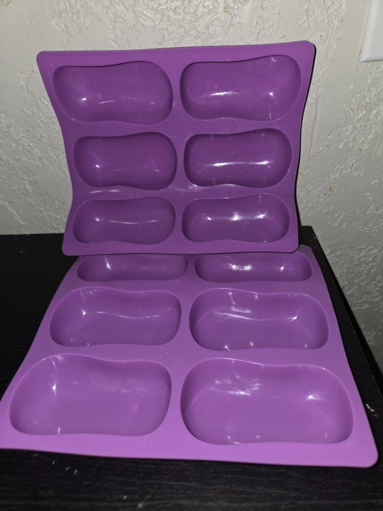 Silicone Soap Molds - Purple, 2-Pack, 6 Cavities Each for DIY Soap Making, Baking & Crafts