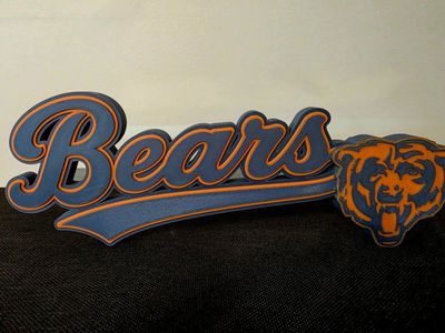 Chicago Bears 3D Printed NFL Script Logo Sign - Blue and Orange