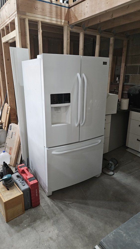Frigidaire French Door Refrigerator in White with Bottom Freezer
