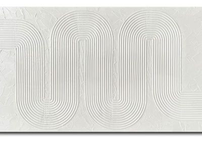 NEW Creespi Hand Painted Textured Wall Art - White Abstract