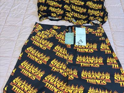 H&M Stranger Things Flame Print Matching Set - Button Down Shirt & Shorts