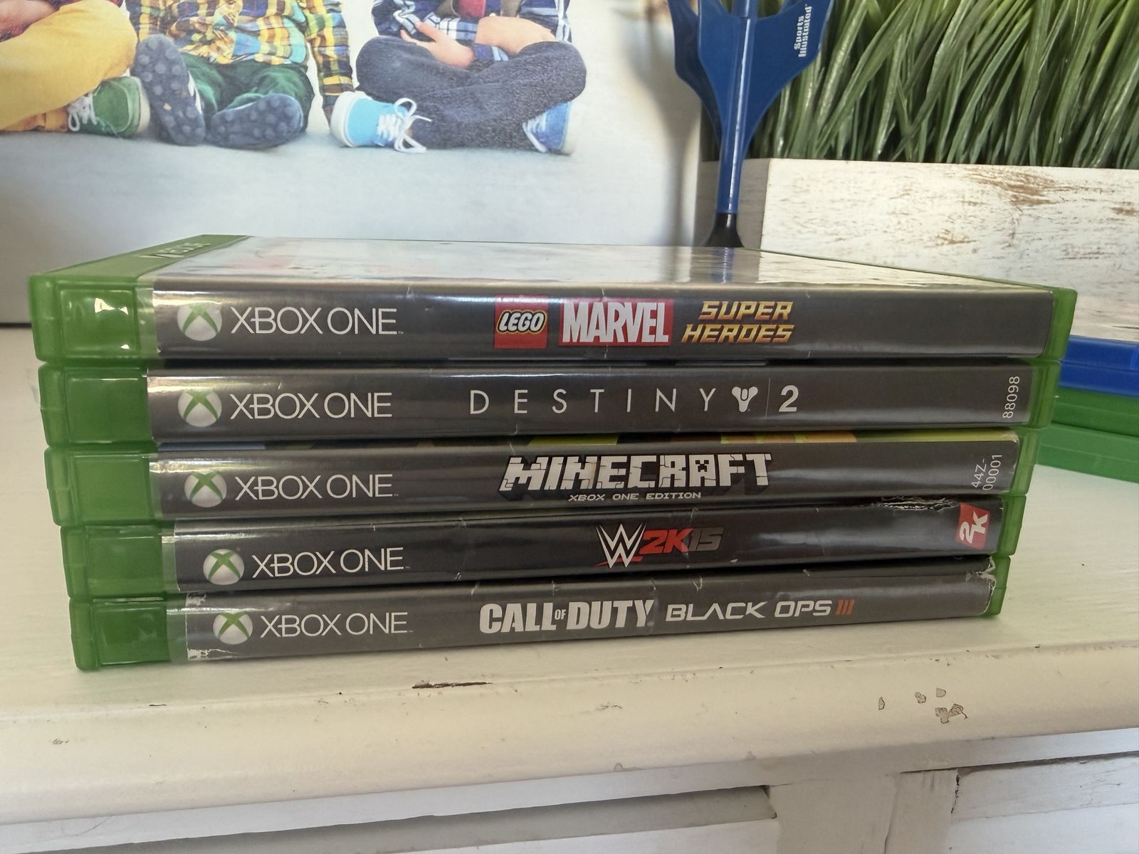 Xbox One Video Games Lot of 5 - Lego Marvel, Destiny 2, Minecraft, WWE 2K15, COD Black Ops III