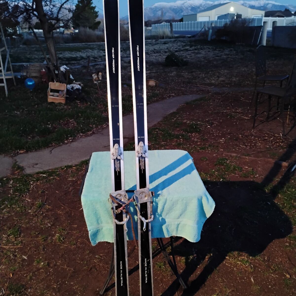 Vintage Fischer President Black Ski's W/Bindings