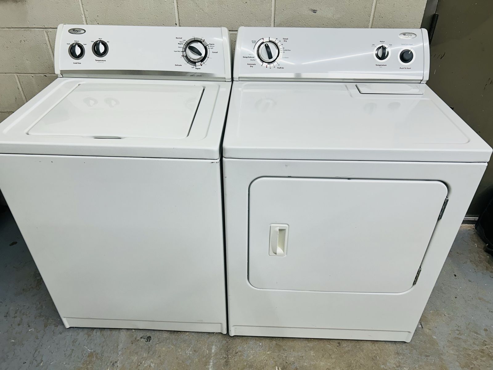 Super heavy duty whirlpool washer and dryer set
