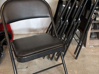 Set of 6 Black Padded Metal Folding Chairs
