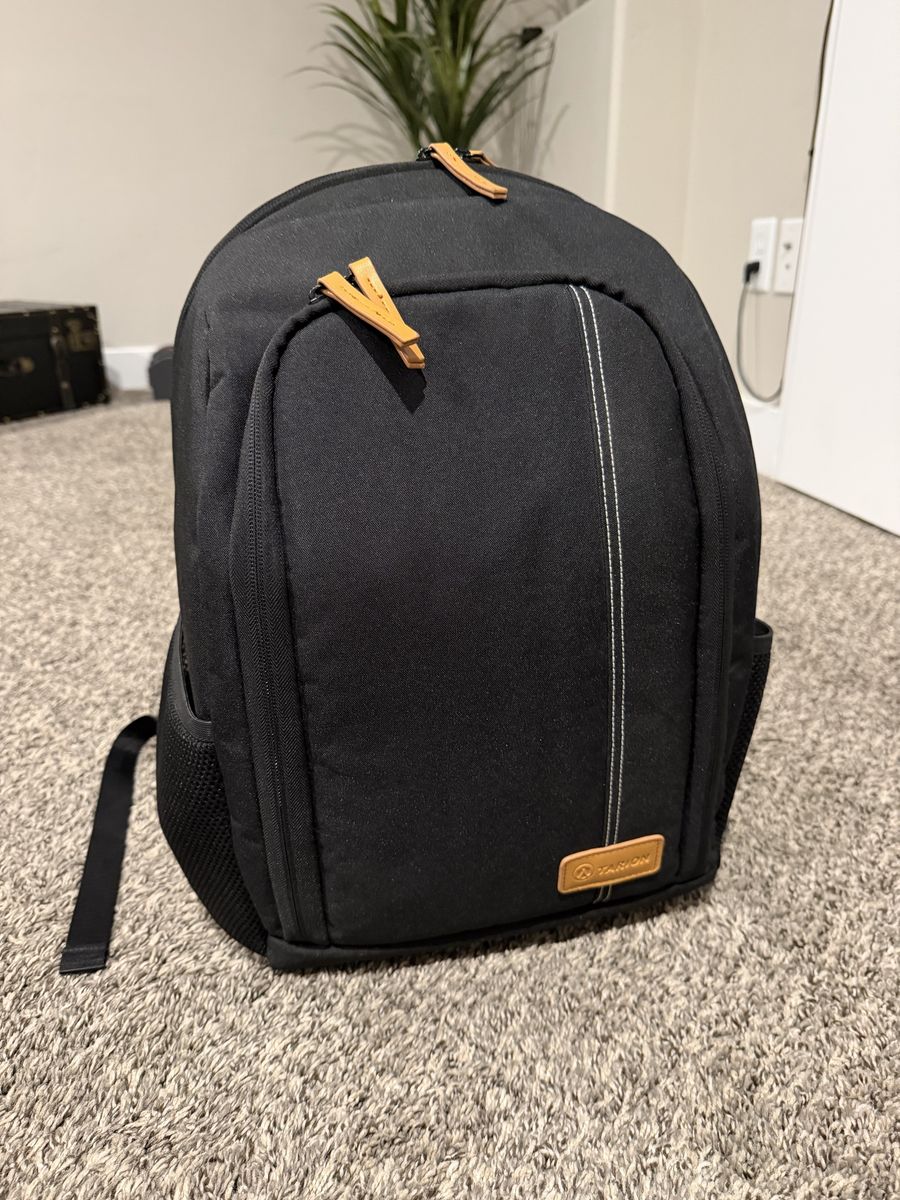 Tarion Black Camera Backpack DSLR Bag for Photographers with Laptop Compartment