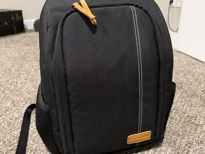 Tarion Black Camera Backpack DSLR Bag for Photographers with Laptop Compartment