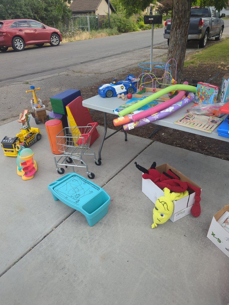 Kids Toys Galore - Construction Trucks, Shopping Cart, Police Car, Foam Blocks & More!