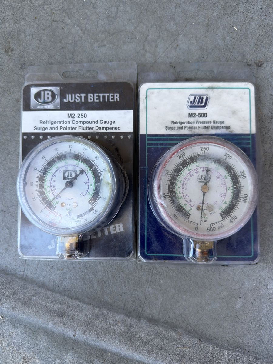 JB Industries M2-250 Refrigeration Compound Gauge and M2-500 Pressure Gauge