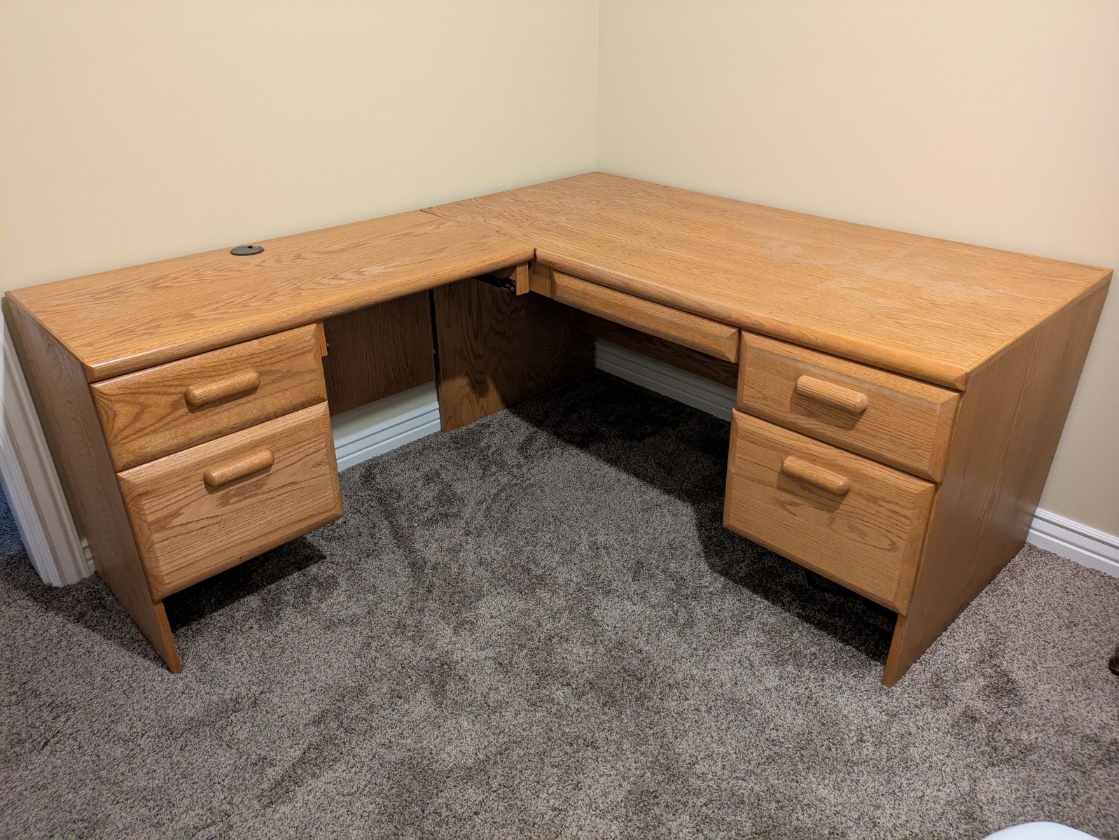 Sturdy Oak Desk & Credenza