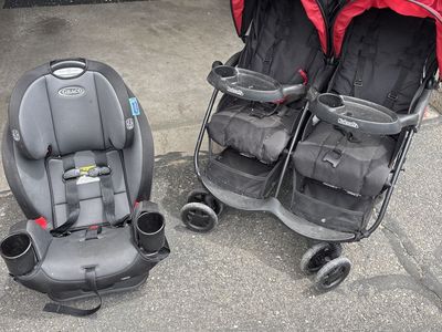 Double stroller and car seat