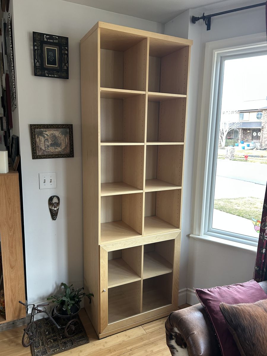 Ikea side by side bookcase w/glass door front