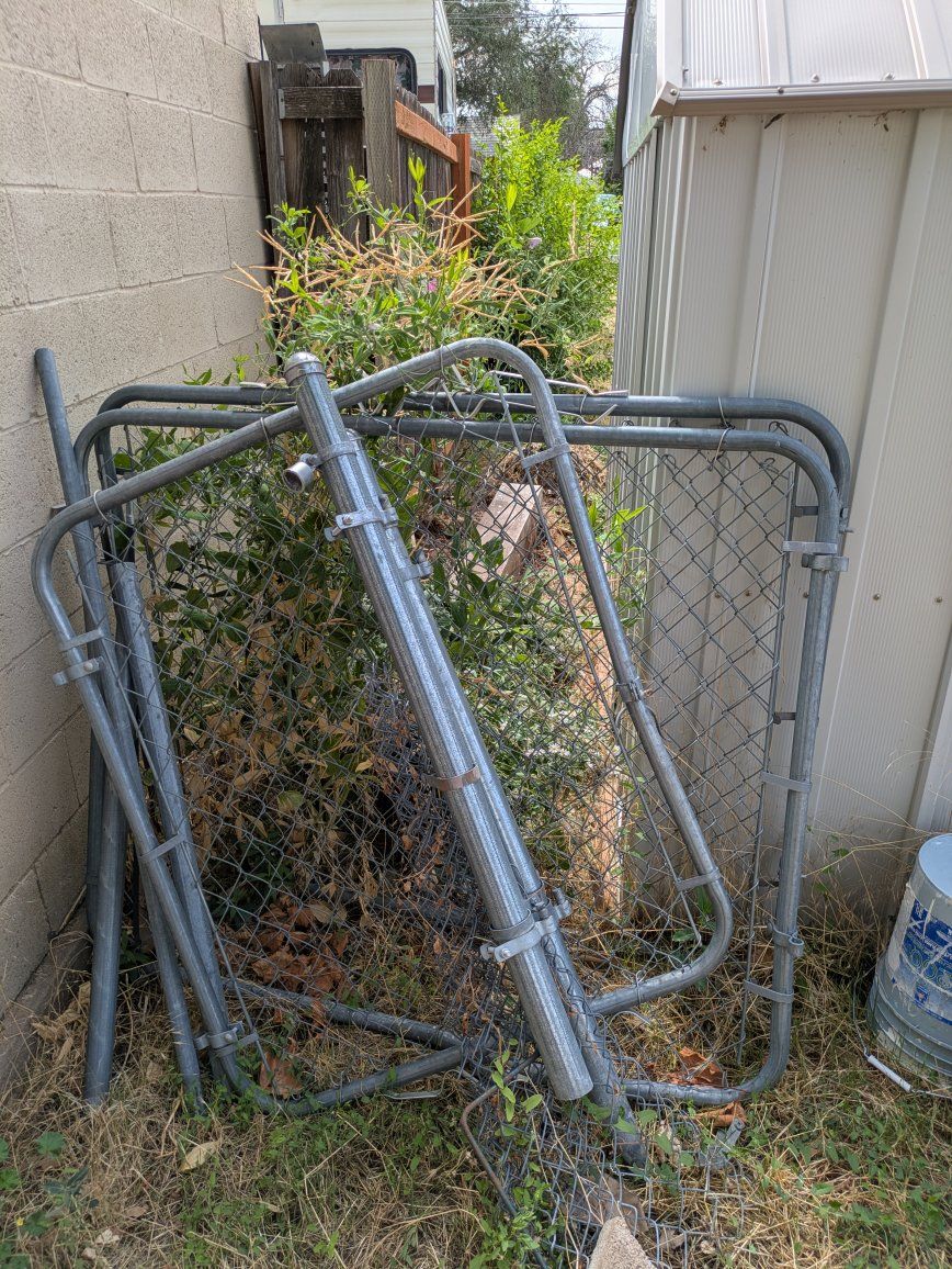3 Galvanized Chain Link Fence Panels and Posts