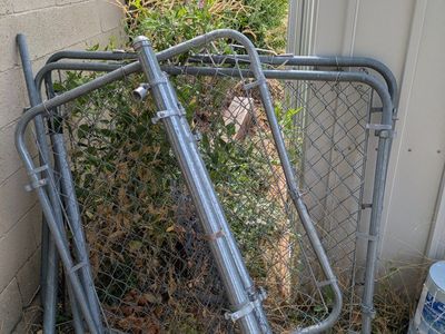 3 Galvanized Chain Link Fence Panels and Posts