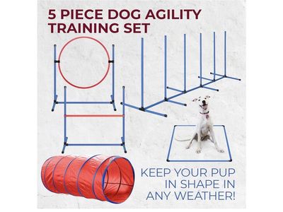Cheering Pet 5-Piece Dog Agility Training Kit - Tunnel, Jumps & Weave Poles