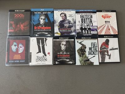 Stanley Kubrick 4k’s & Blu Rays. Patriots Day & Straight Out of Compton.