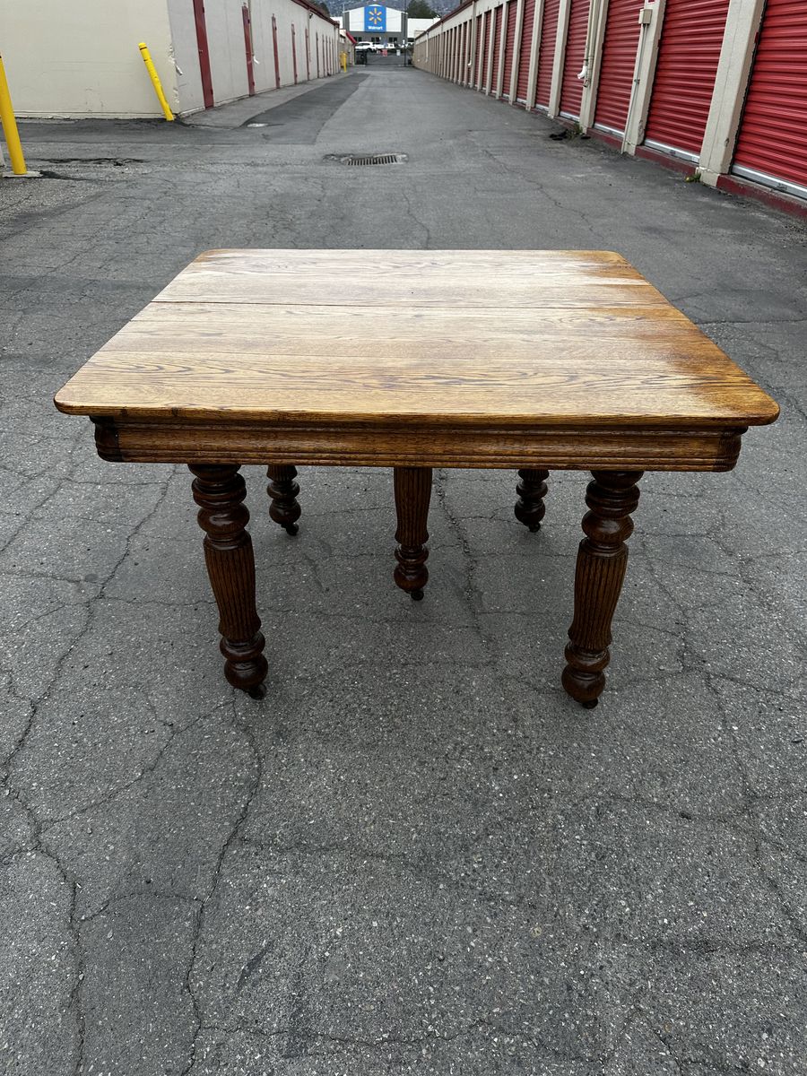 Solid Oak Dining Table Set w/ Windsor Chairs