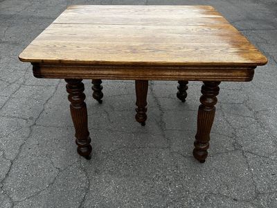 Solid Oak Dining Table Set w/ Windsor Chairs