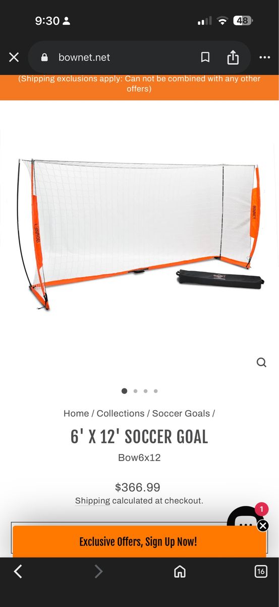 Two Bownet Soccer Goals 6x12