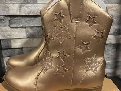 Thereabouts Girl's Rose Gold Star Glitter Western Boots Size 1 New