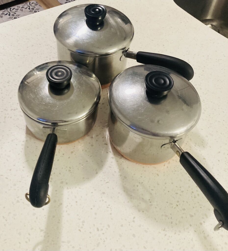 6 Pcs Revere Ware stainless steel, copper bottom