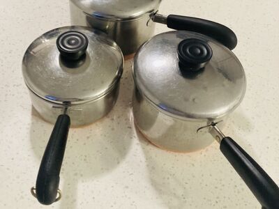 6 Pcs Revere Ware stainless steel, copper bottom