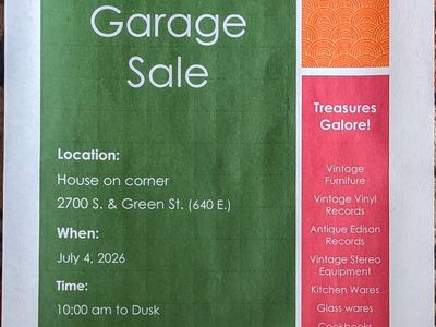 4th of July Garage Sale - Vintage Furniture, Vinyl, Stereo Equipment, Kitchen Wares & More! July 4, 2026