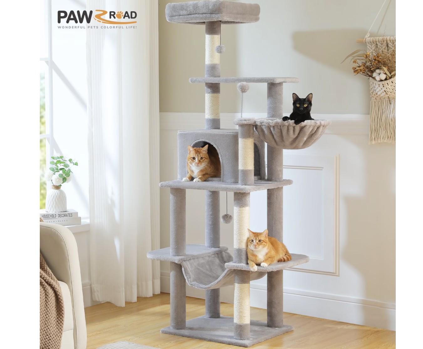 Brand new,64" Cat Tree Condo Multi-Level Tower with 5 Scratching Posts for Indoor Medium Cats,
