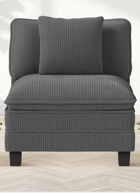 Two Dark Gray Corduroy Modular Chairs