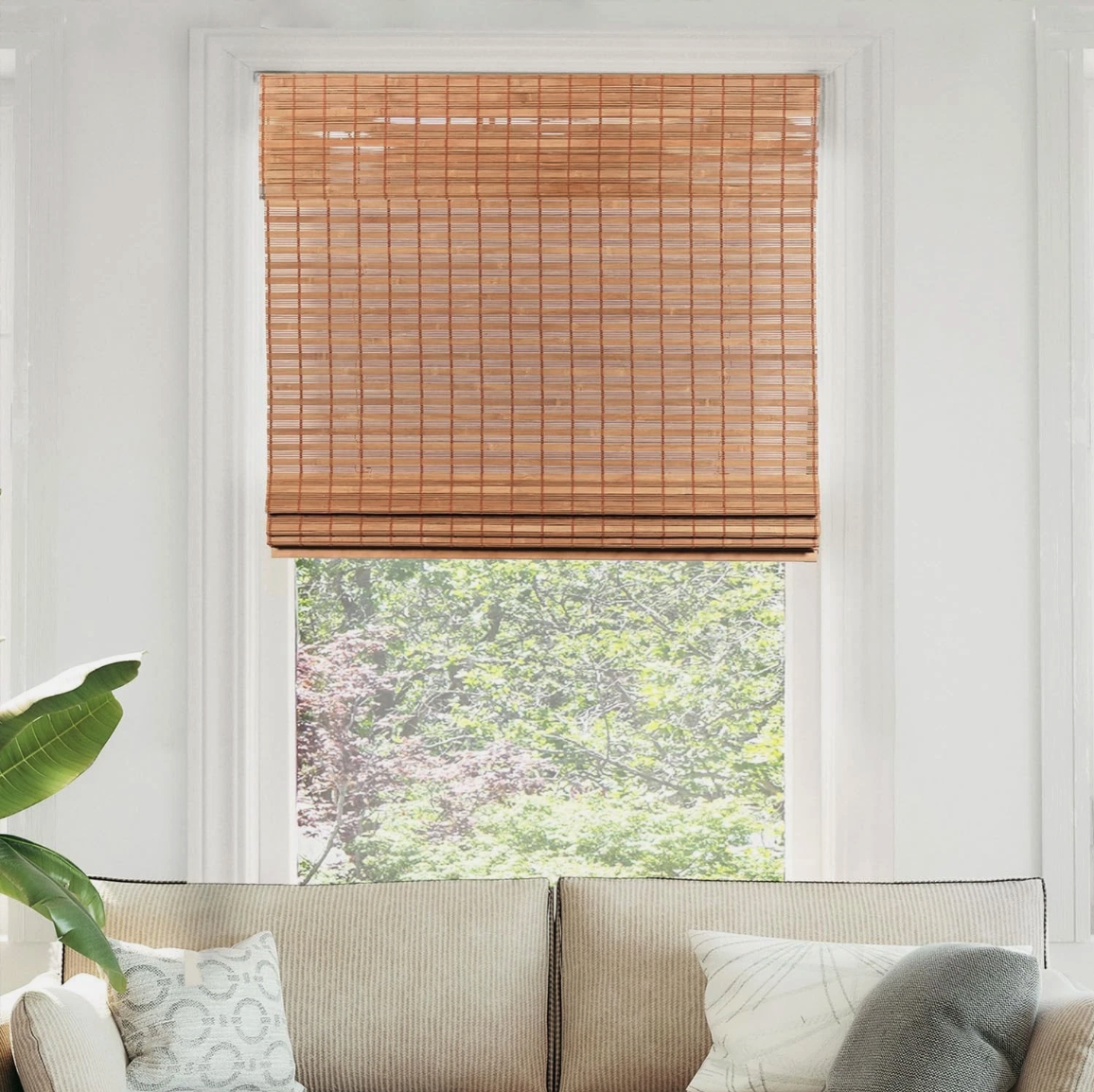Chicology Bamboo Roman Shade 34x64 Cordless Light Filtering Window Blind Brown