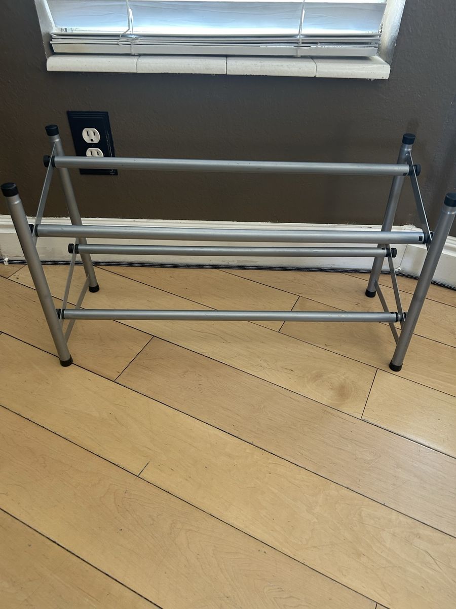 Silver Metal 2-Tier Expandable Shoe Rack Organizer