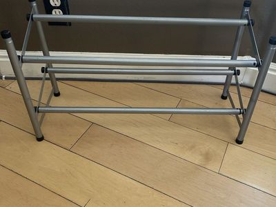 Silver Metal 2-Tier Expandable Shoe Rack Organizer