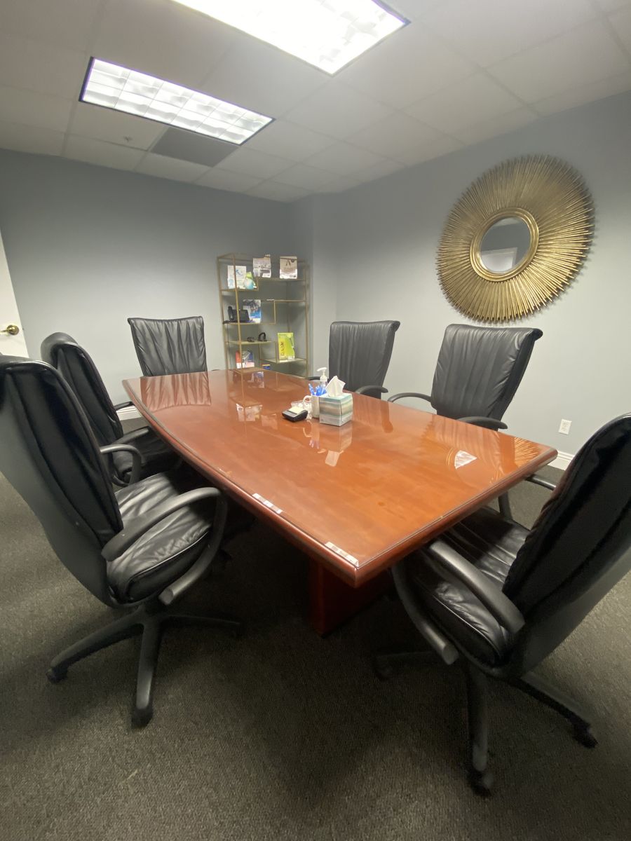 Office Table with glass top and chairs