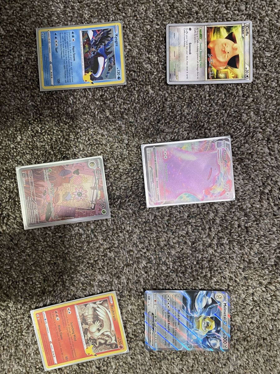 Pokemon Card Lot: Full Art, VMAX, EX Cards - Kyogre, Ditto, Clefairy, Pikachu, Dialga, Palkia
