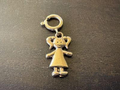 Large Gold Tone Girl W/ Pigtails Charm