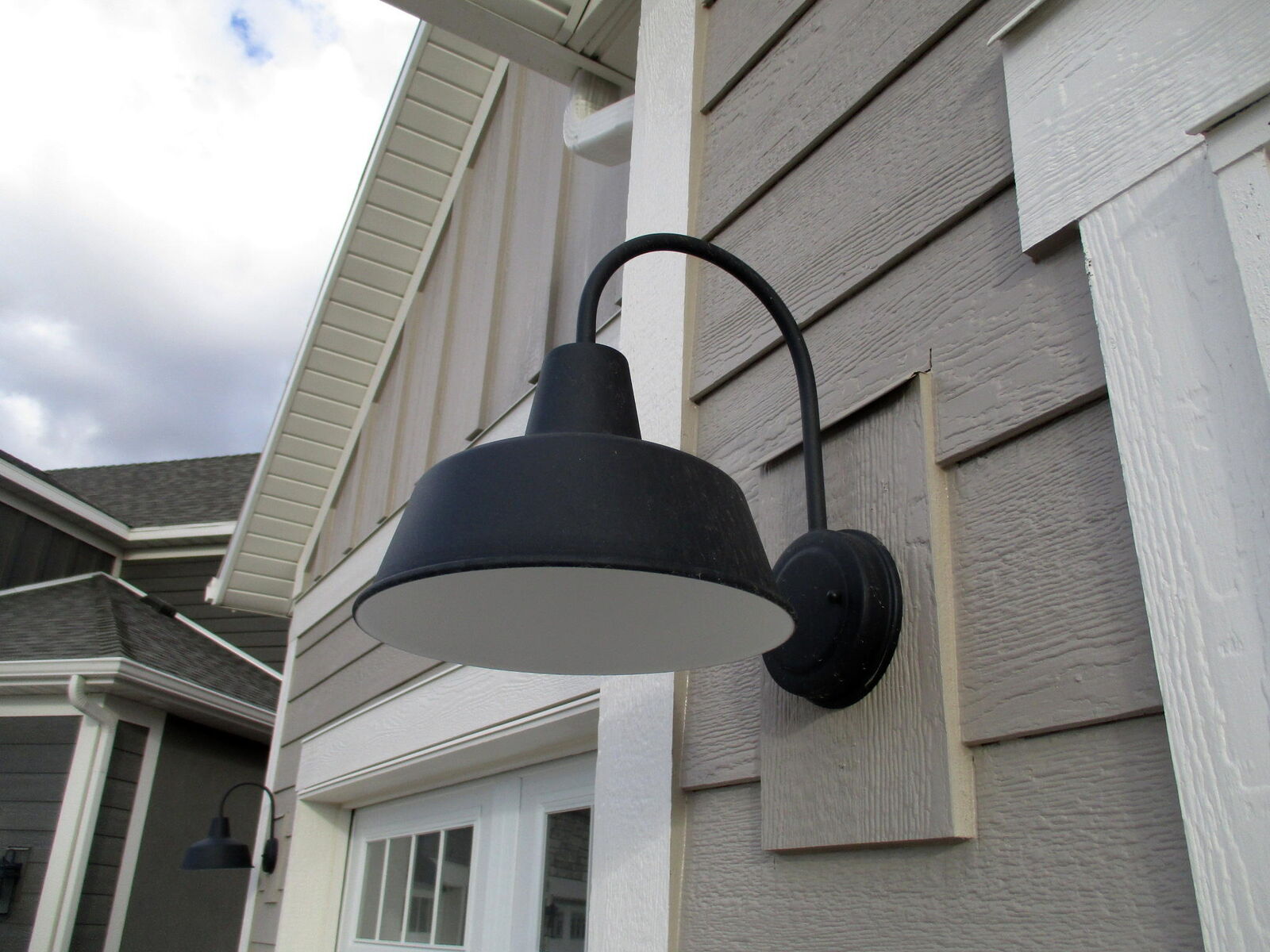 New Set of 2 (1x10", 1x 8") out-of-box Urban Barn 12" H, Barn Light Black Sconce