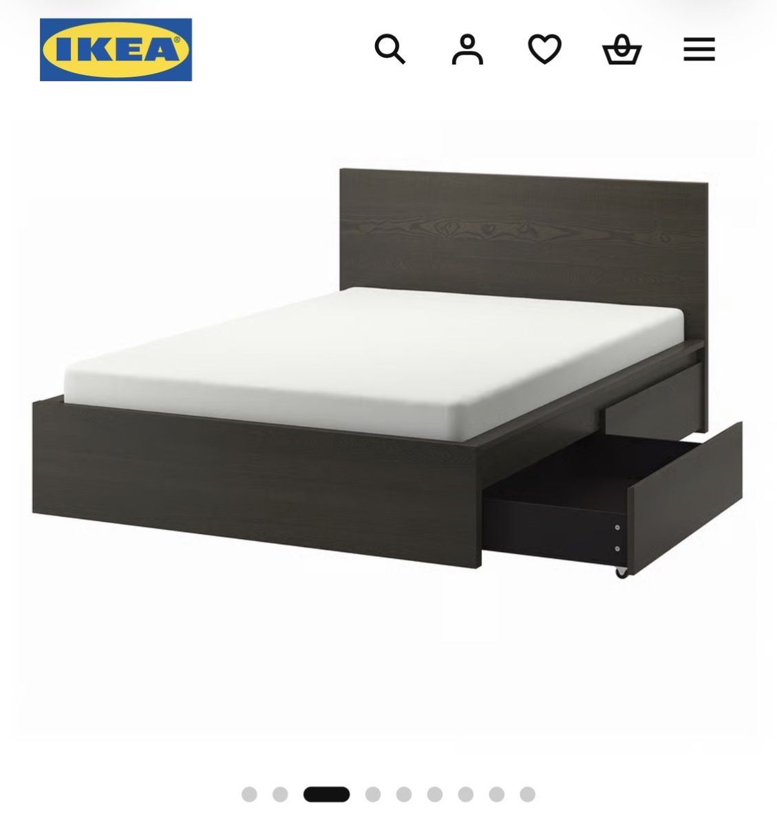 IKEA MALM King Bed Frame w/ 4 Storage Drawers — Black-Brown — $150
